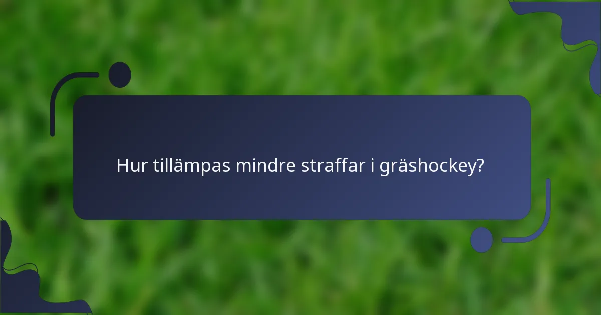 Hur tillämpas mindre straffar i gräshockey?