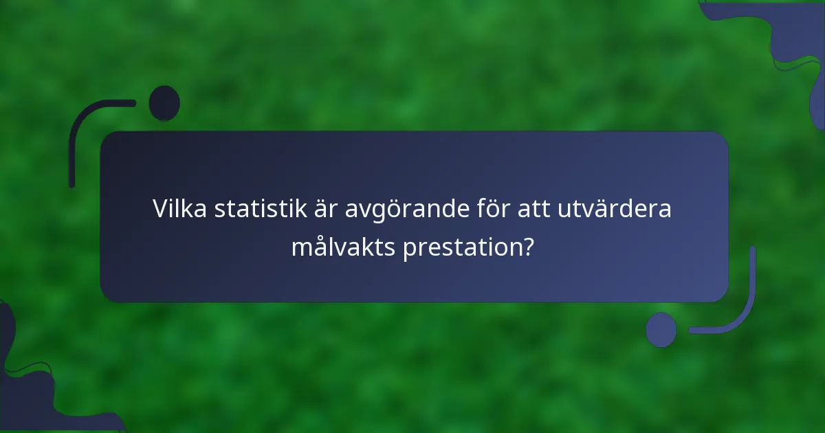 Vilka statistik är avgörande för att utvärdera målvakts prestation?